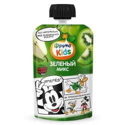 Пюре, ФрутоKids (Фрутоняня ФрутоКидс) 90 г зеленый микс яблоко груша виноград киви с 9 мес пауч