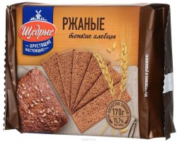 Хлебцы хрустящие 170 г Щедрые тонкие ржаные